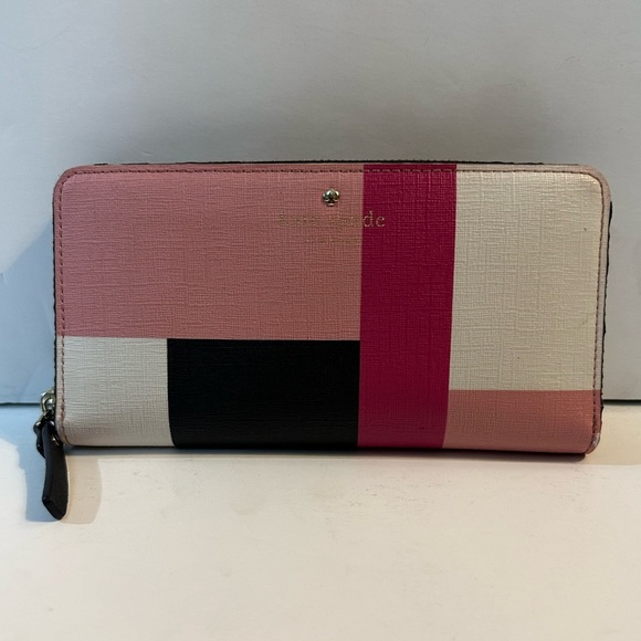 Kate Spade NEDA Colorblock Party Wallet - Brightwater Drive - Pink, White, Brown - Picture 1 of 15